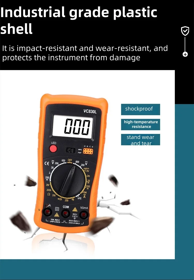 2024 New VC830L digital multimeter Pocket multimeter Multi-tester Ohmmeter AC/DC Ohmvolt-ampere voltmeter Ammeter