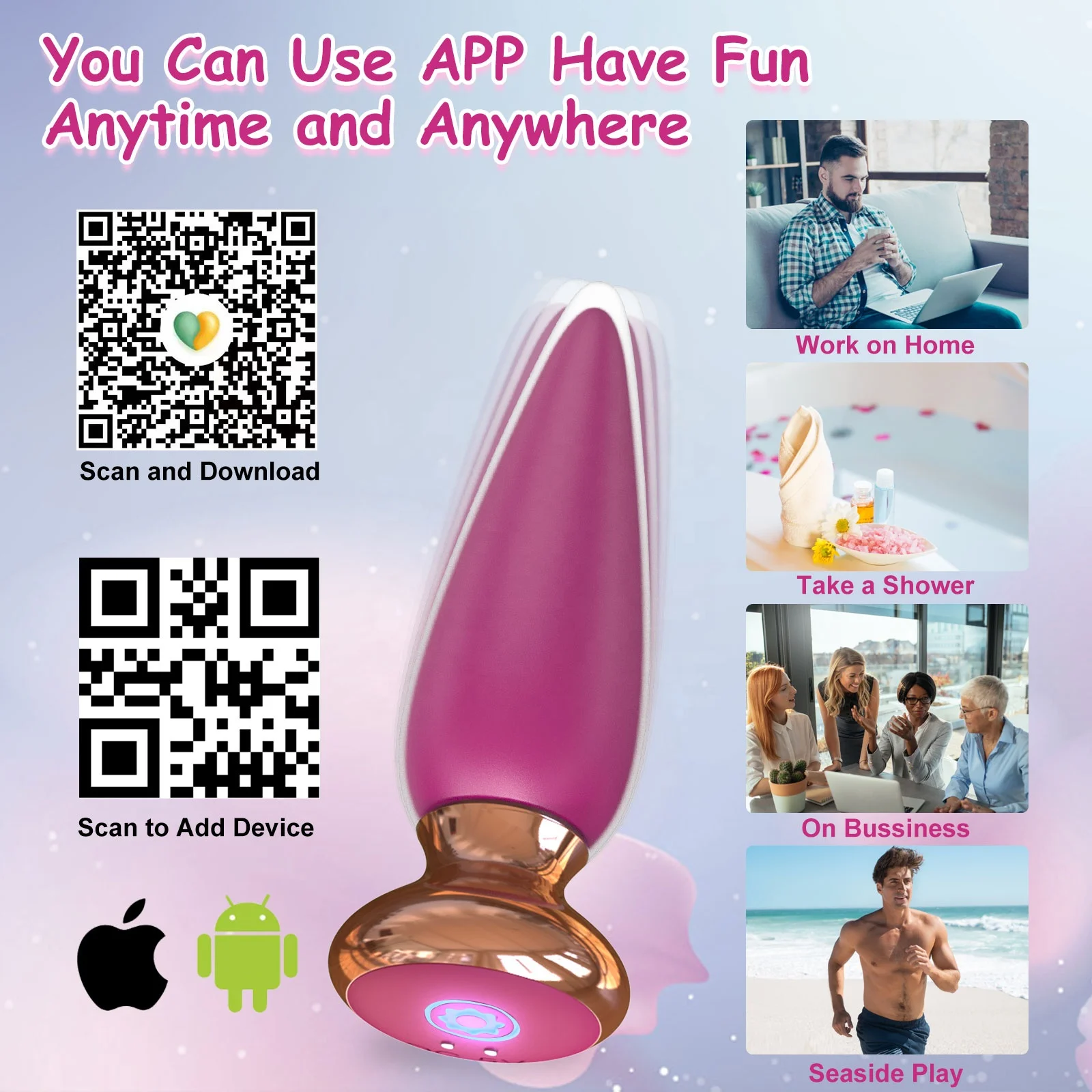 App Remote Control Silicone Butt Plug Vibrating Ball Anal Plug Waterproof Rechargeable Anal Vibrator Sex Toys Prostate Massager