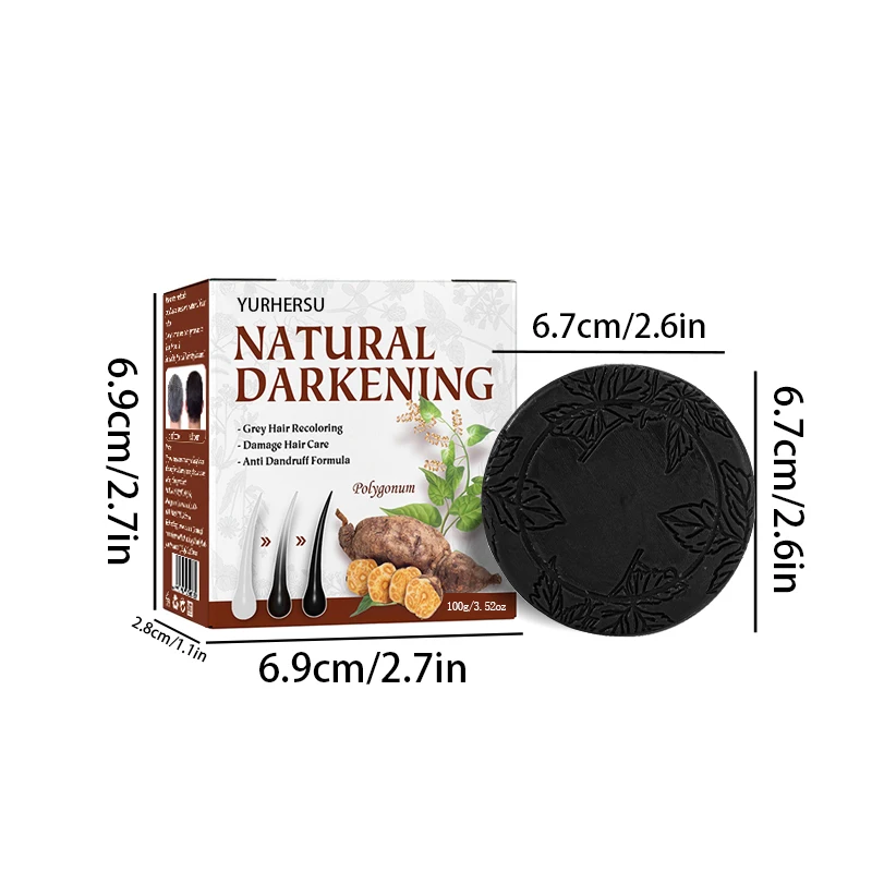 OEM Organic Grey Reverse Polygonum Multiflorum Essence Hair Darkening Shampoo Bar Soap Moisturizes Repairs Damaged Hair Solid