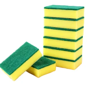 Wholesale Yellow Green Kitchen Dishwasher Pad PU Material Dish Washing Sponge Scouring Pads