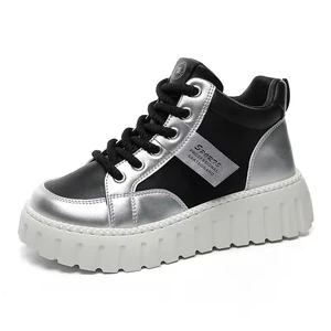 XQ290 New Pu Leather Casual Spring and Autumn Low-top Waterproof Net Red Heightened Biscuit Sole Women's Shoes