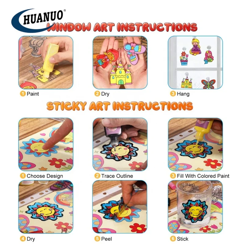 3d Sticky Glue Painting Creation Window Art Diy Drawing Toys Craft Kit for Kids
