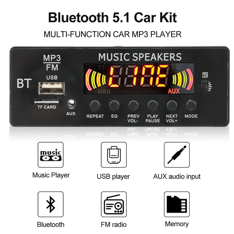 VIRE Custom Made Flash LED Spectrum Display Bluetooth Mp3 Decoder Board Usb Mp3 Player Module