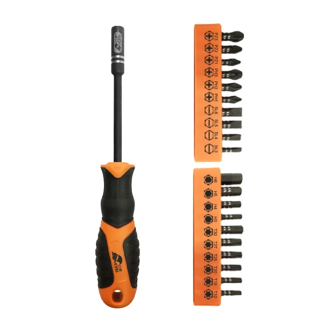 Screwdriver Bit Set with Magnetic Holder S2 Steel Bits Ergonomic Handle Portable OEM Box for Home Repair