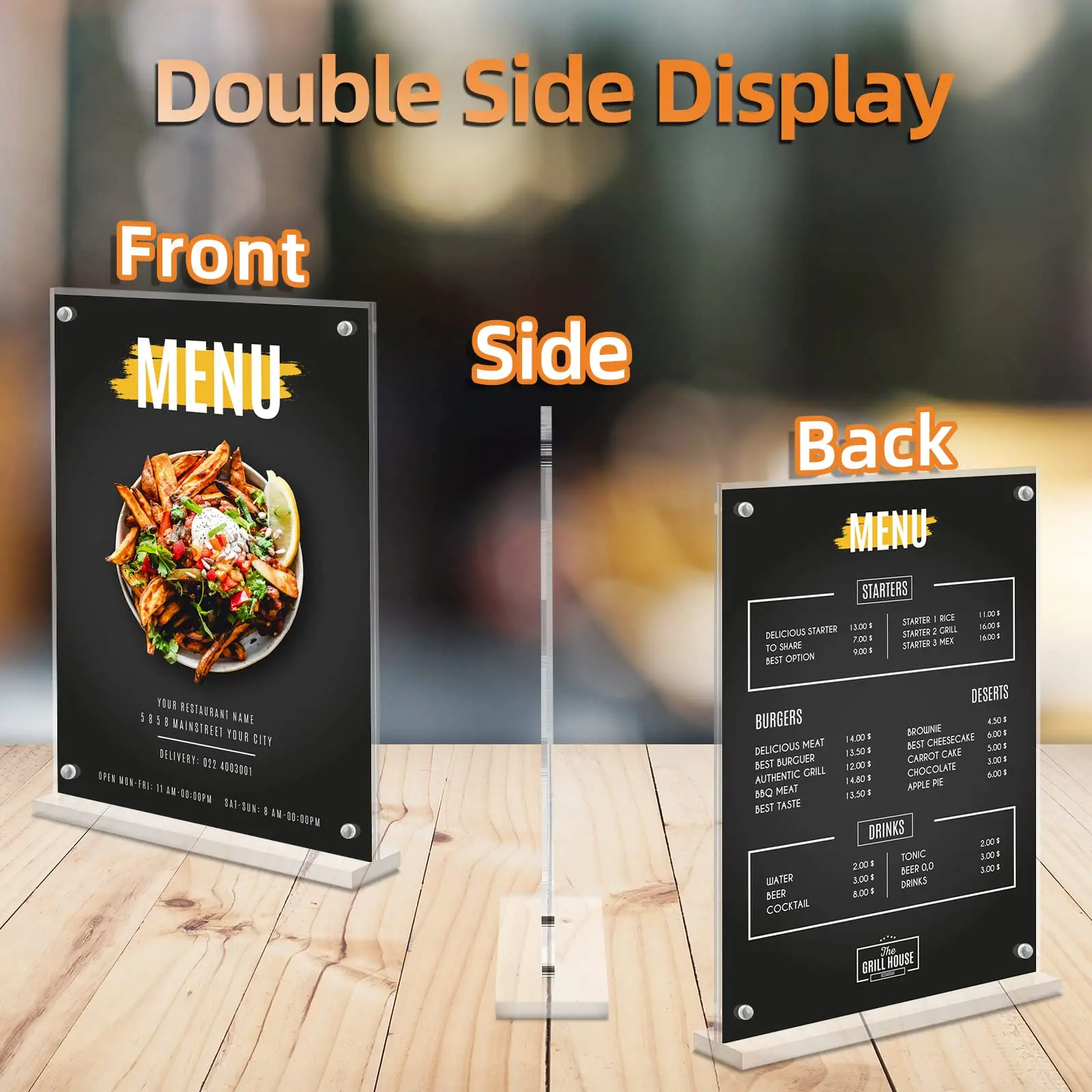 Lot De 6 Porte-Affiches Acrylique A5 Double Face - Support Transparent Pour Menu Et Photo