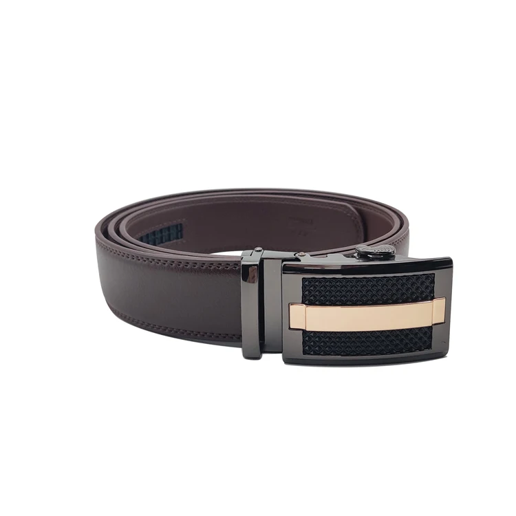 Custom Logo Automatic Sliding Buckle Western Genuine Leather Belt for Men