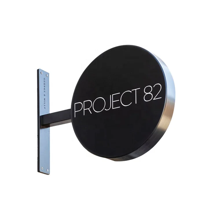 Custom Heavy-Duty Outdoor Blade Sign - Wall Mounted 360° Rotating Circle Advertising Light Box & 2-Sided Display for Storefront