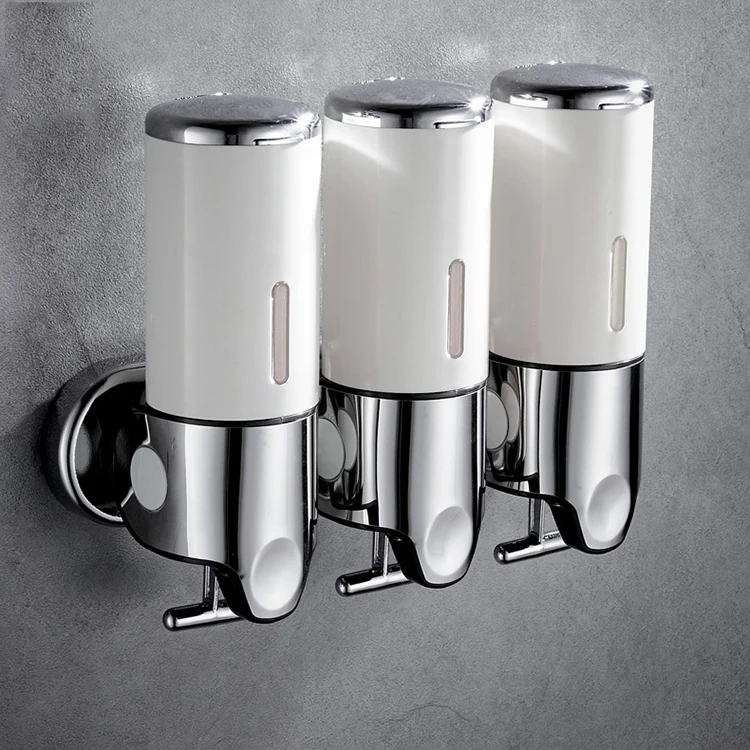 3 In 1 Chamber Wall Mounted Shampoo Dispenser Triple Wall Mount Liquid ...