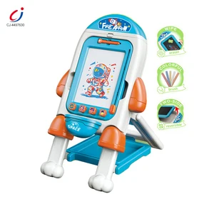 Chengji Cartoon Magnetic Drawing Bord 2 in 1Double-Sided Magnetic Rocket Talented Painter Double Sided Drawing Board