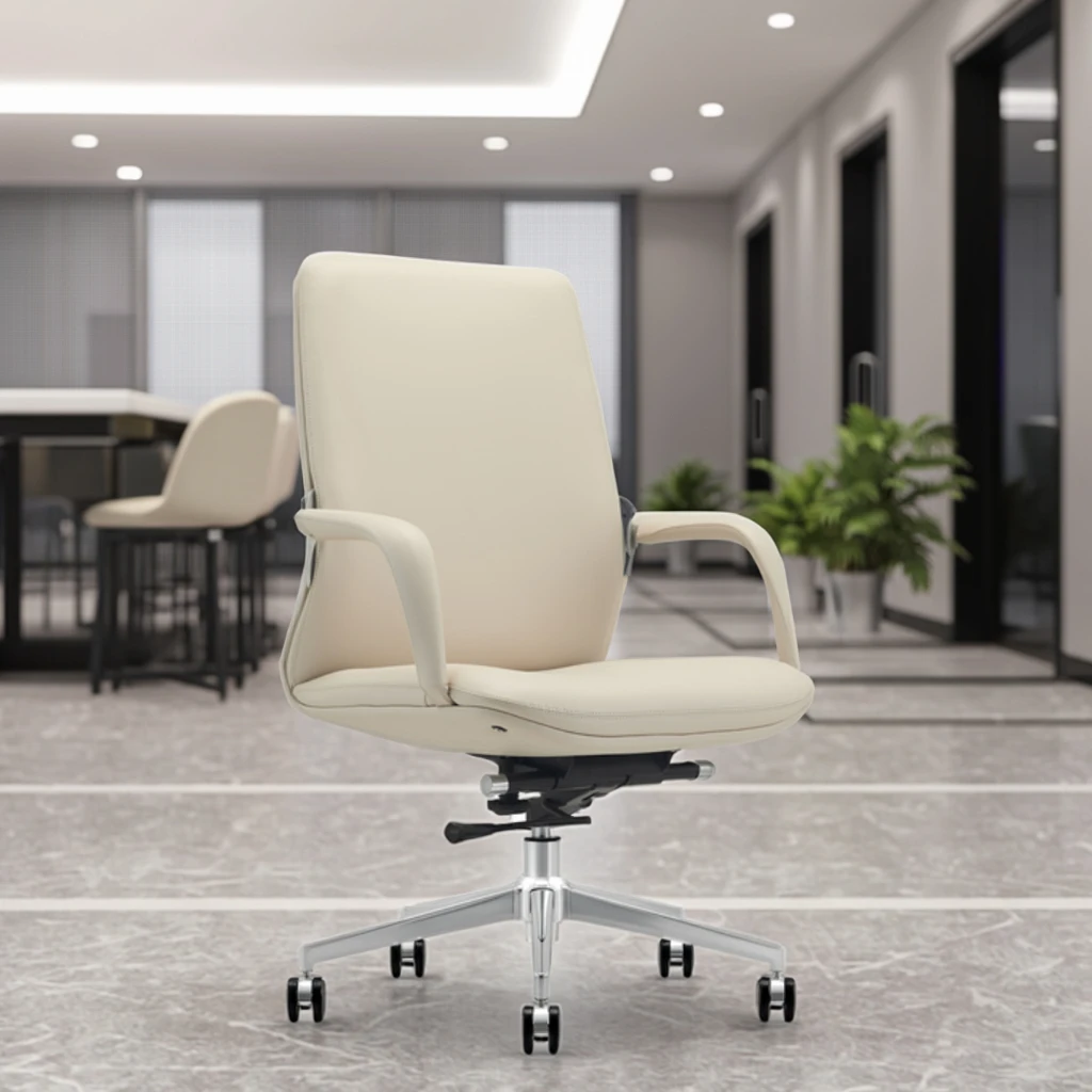 Contour Back Office Chair Waterfall Seat Edge Electroplated Base Contemporary Business Decor 6