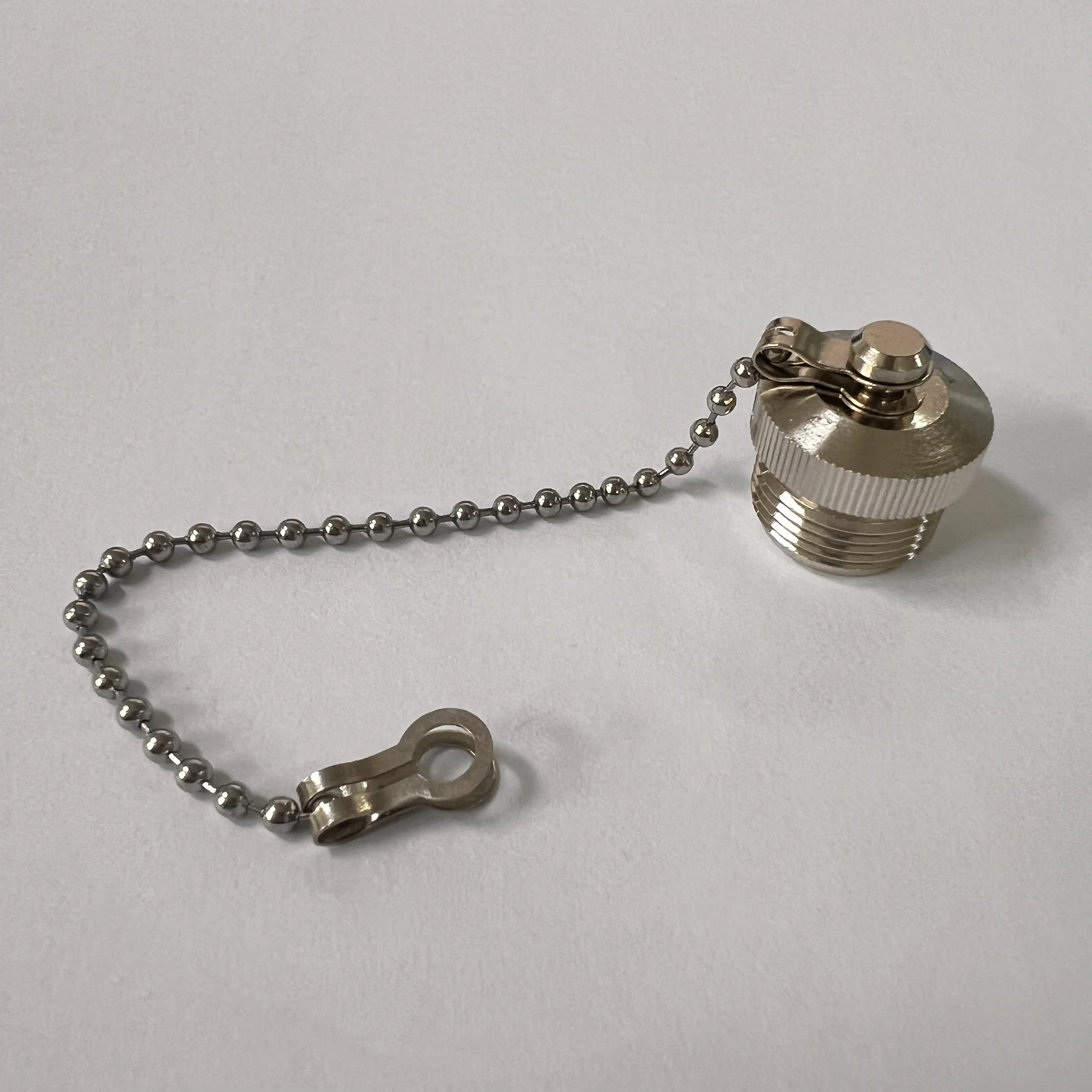 product good quality brass material chain nickel plating connector protector dust cap for n female rf coaxial connector-2