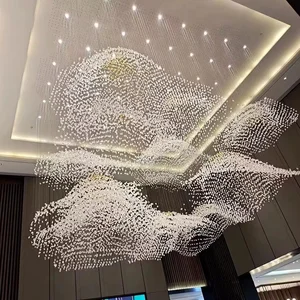 Luxurious Indoor LED Chandelier Glass Stone Modern Stainless Steel Hanging Installation Warm White AC Middle Long for Home Use