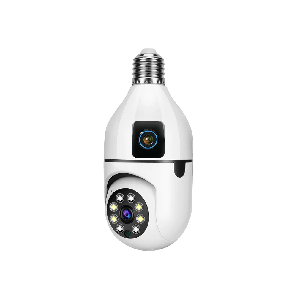 V380 Pro Dual Lens Dual Screen E27 Bulb Camera Two Ways Audio Color Night Vision Smart Home Security Wireless WIFI Indoor Camera