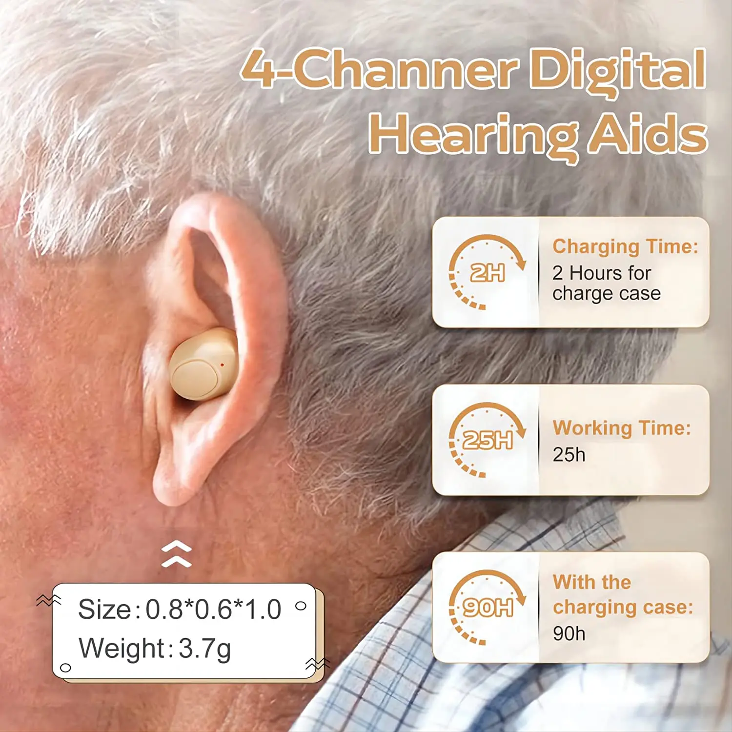 Rechargeable Hearing Aids For Seniors & Adults With Noise Cancelling