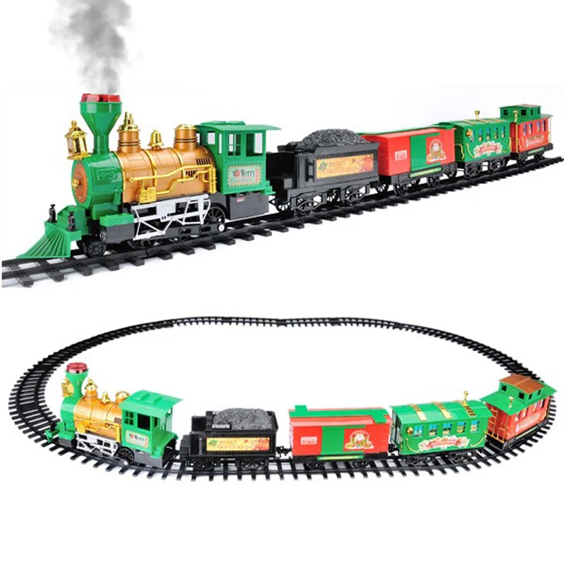 Conjunto de trem elétrico Brinquedo-clássico Conjuntos de trem - crianças Trem  Brinquedos-bateria alimentado motor locomotiva com som e luzes, kits  ferroviários, trilhos, crianças Gif