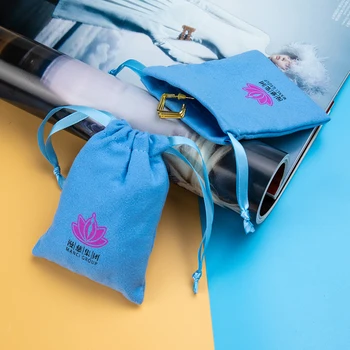 Custom Luxury Velvet Microfiber Jewelry Bag For Gift Packaging Wedding Favor Drawstring Bag Jewelry Pouch
