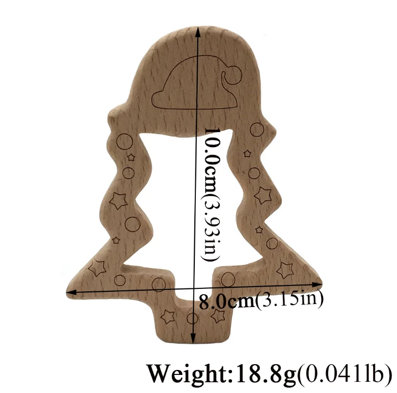 Оптовая продажа, новые детские товары, аксессуары для прорезывания зубов в форме рождественской елки, ожерелье из Букового дерева, подвески, деревянные формы прорезывателя для зубов