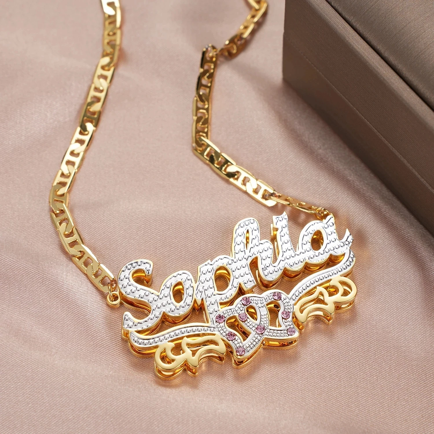 Double Layer Custom Hip Hop Name Pendants Hip-hop 3D 18K Gold