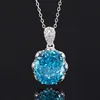 Ice Flower cut aquamarine pendant with cross chain