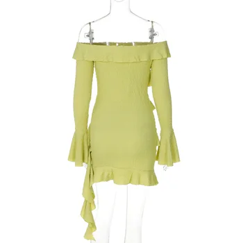 Wholesale USA Clothing Fall Autumn Popular Trendy off Shoulder Long Sleeve  Women's Dresses