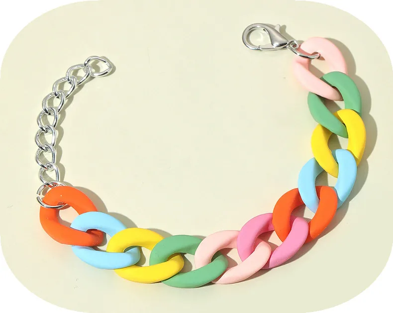 Cuban Link Rainbow Color Acrylic Anklet 