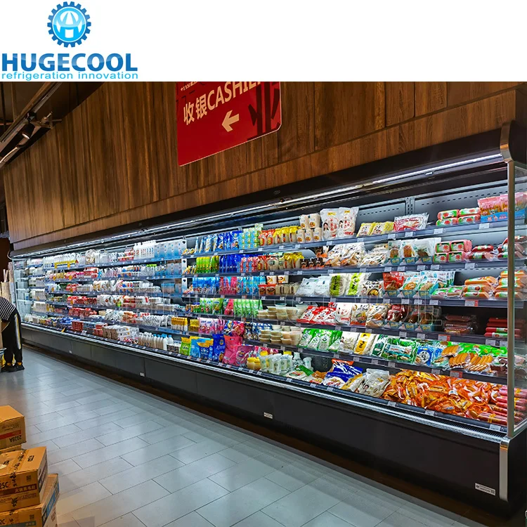 Remote Type Supermarket Upright Multideck Chiller , Open Chiller Showcase for Vegetables and Fruits Display