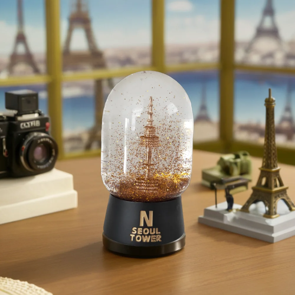 65mm Acrylic Snow Globe with Seoul Tower & Artificial Flowers