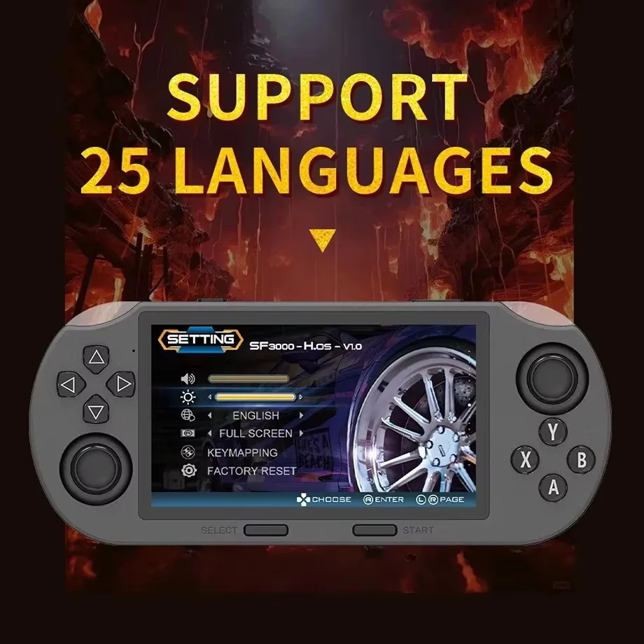2025 New SF3000 4.5'' IPS Handheld Game Console Open Source OS Twin Joystick 3000mAh Power Bank Support WiFi Connection