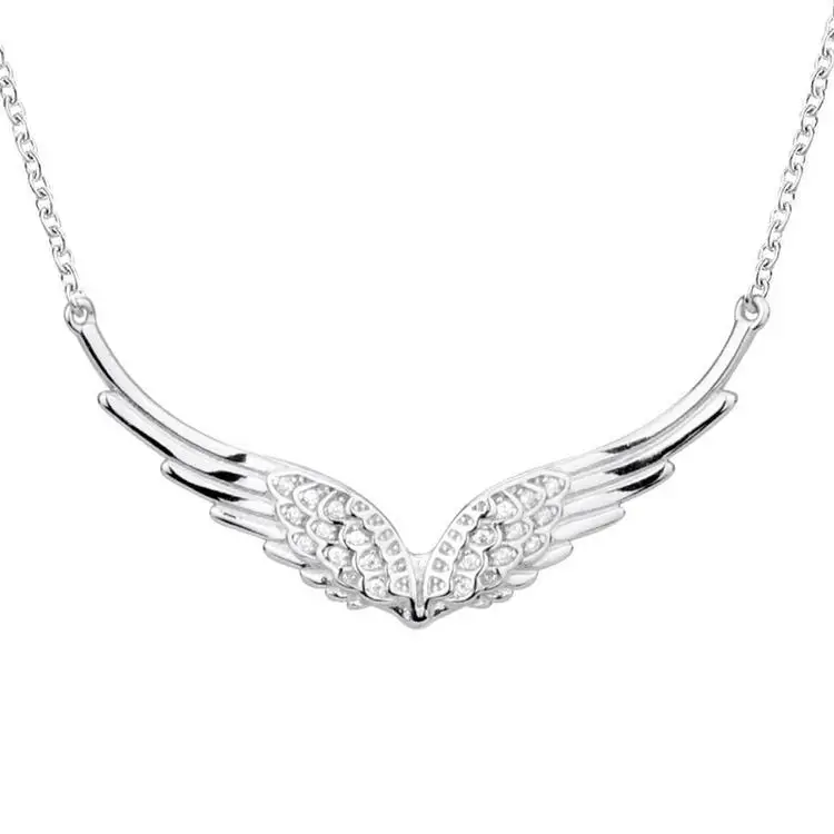 Yumilok Collar de mujer con colgante de alas de ángel y plumas plata de ley 925 para mujeres y niñas 