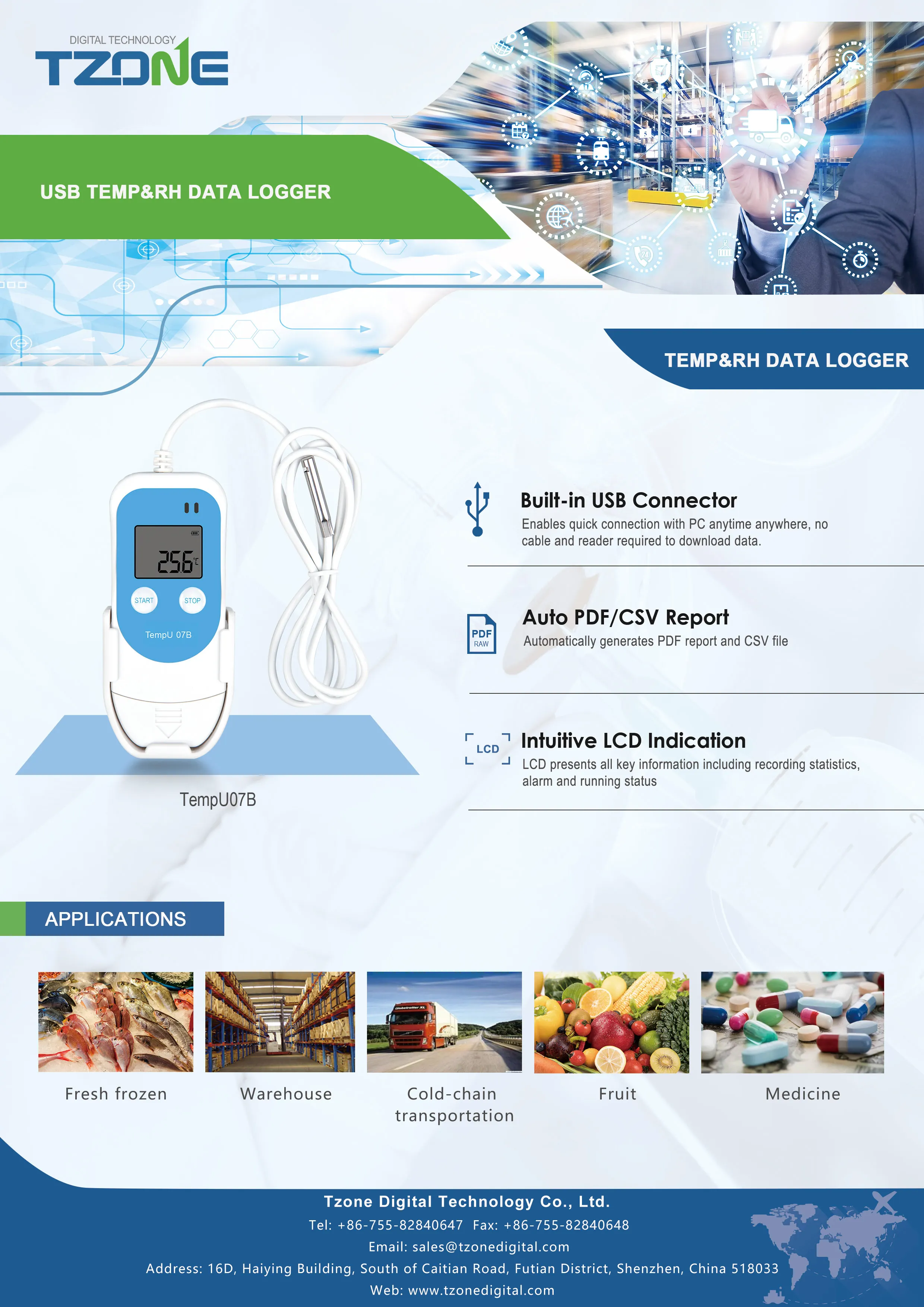 Digital Temperature Humidity Data Logger Medical Refrigerator