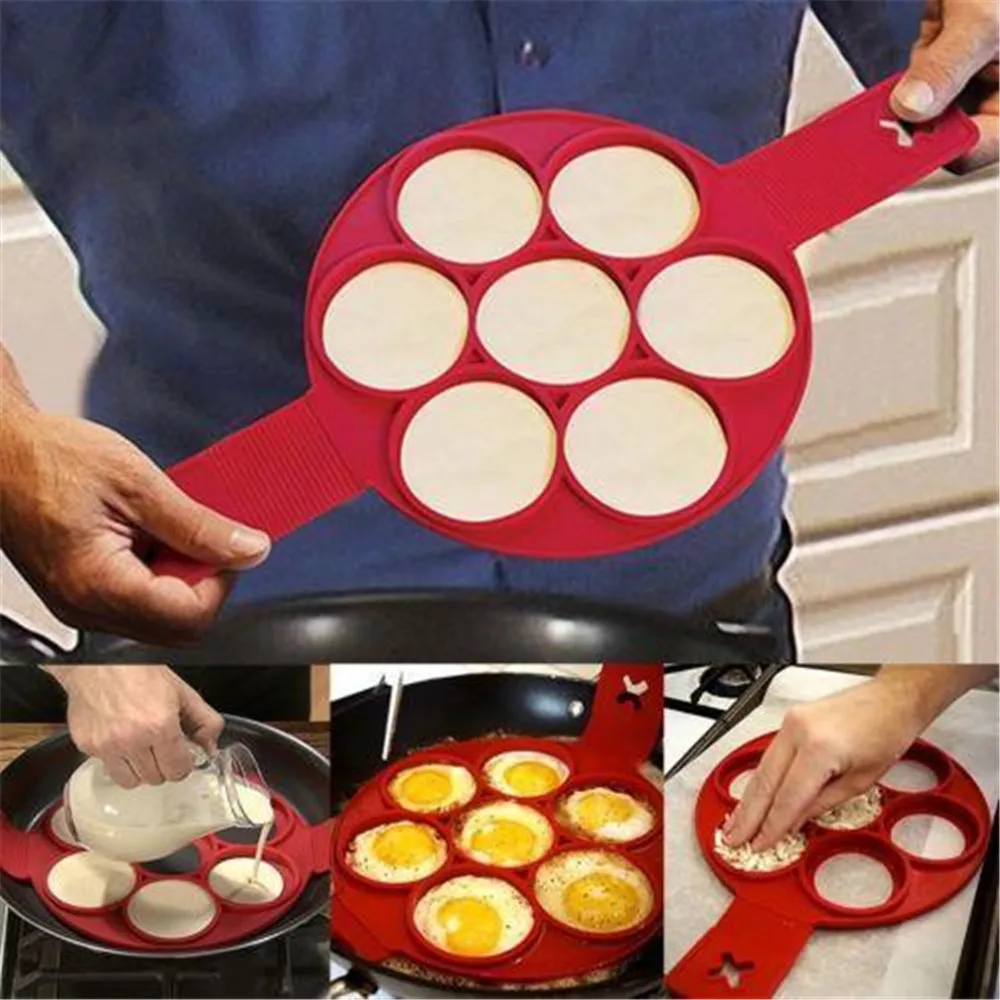 Silicone Non Stick Fantastic Egg Pancake Maker Ring Kitchen Baking Omelet Moulds Flip cooker Egg Ring Mold Alibaba