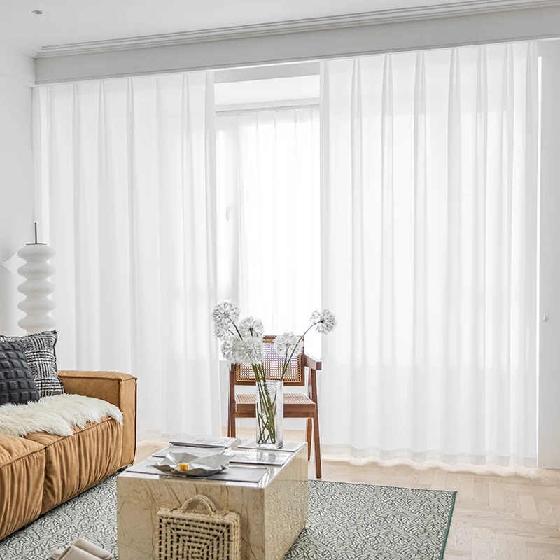 Innermor Super Soft Great Hand Feeling White Tulle Curtains for Living Room Decoration Modern Veil Chiffon Solid Sheer Voile