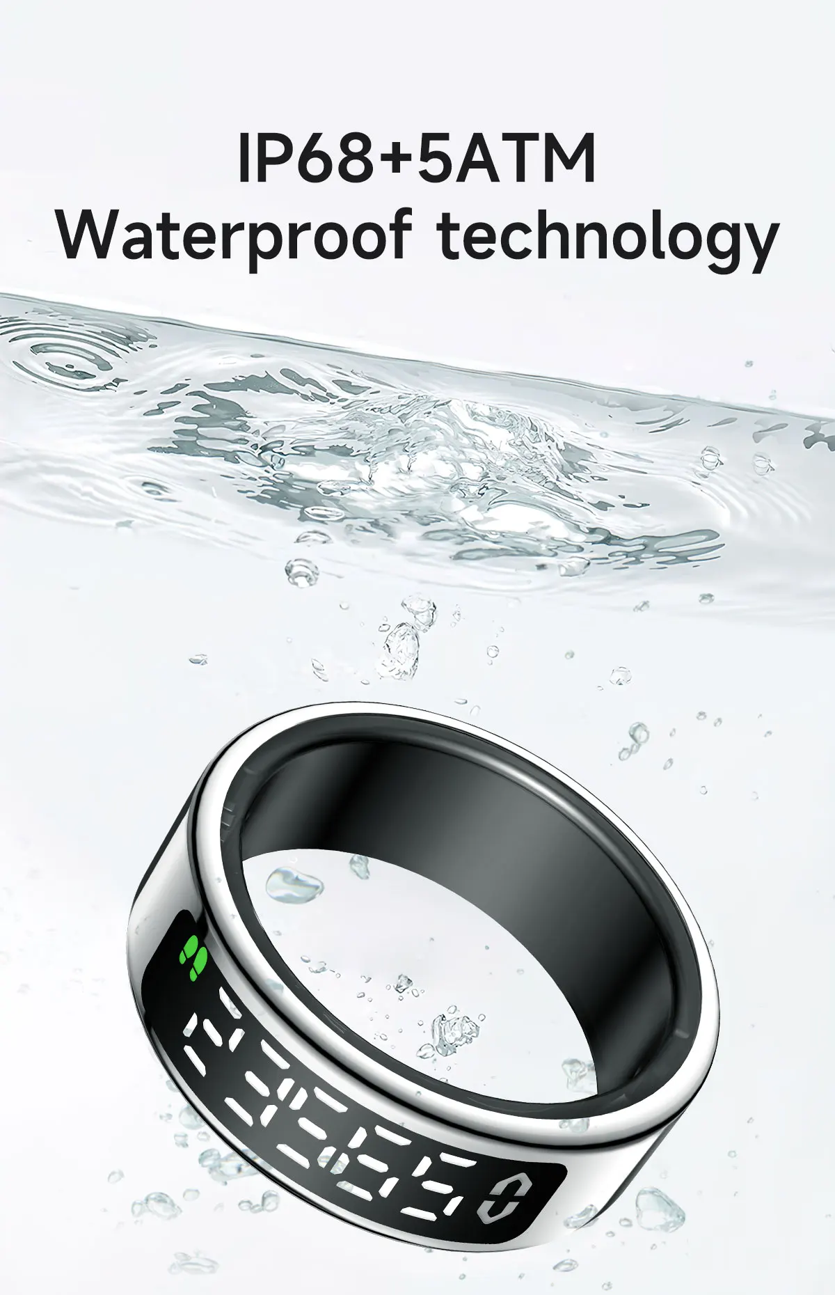 Anello Intelligente In Ceramica Per Salute E Fitness | IP68, Batteria 7 Giorni, APP JYouPro | Monitora Esercizio, Sonno E Stress