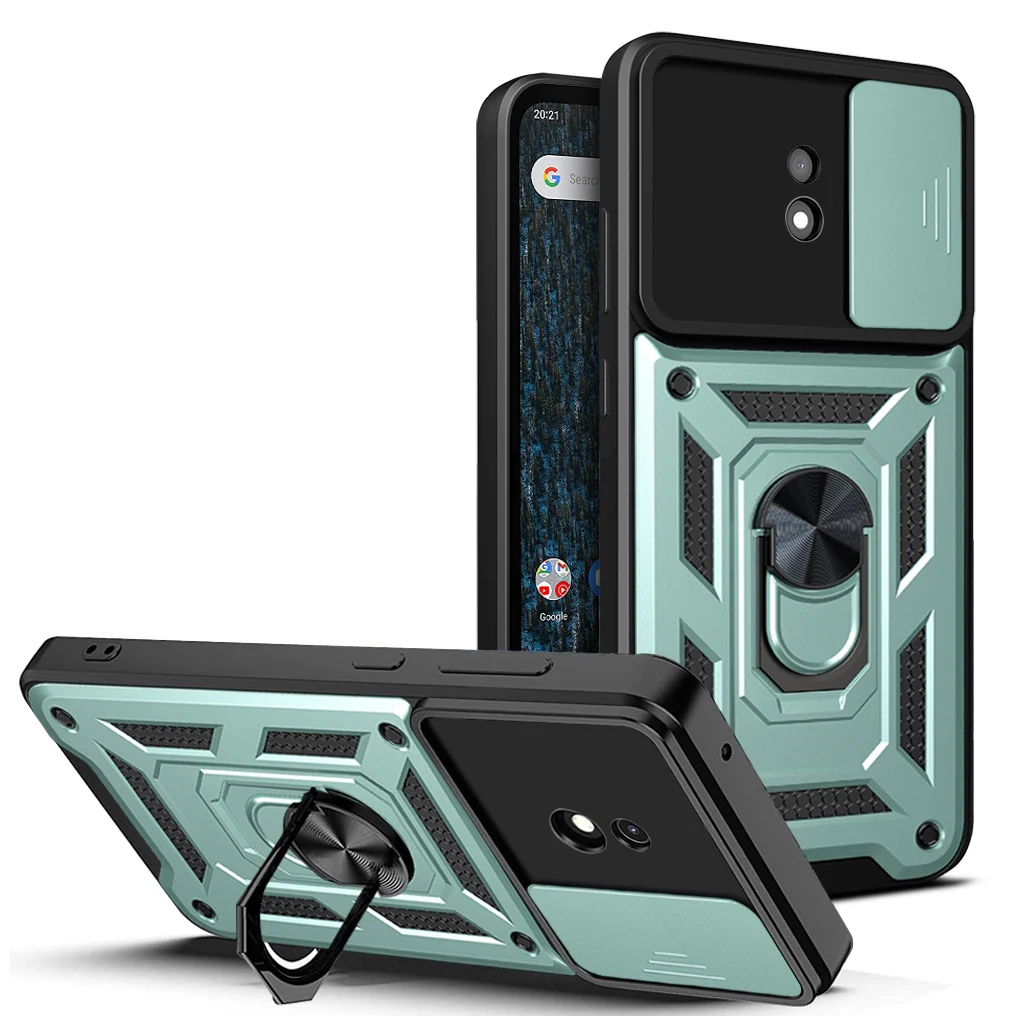 Metal Ring Slide Camera Protection Armor Magnetic Back Cover Case for Nokia C1 Plus