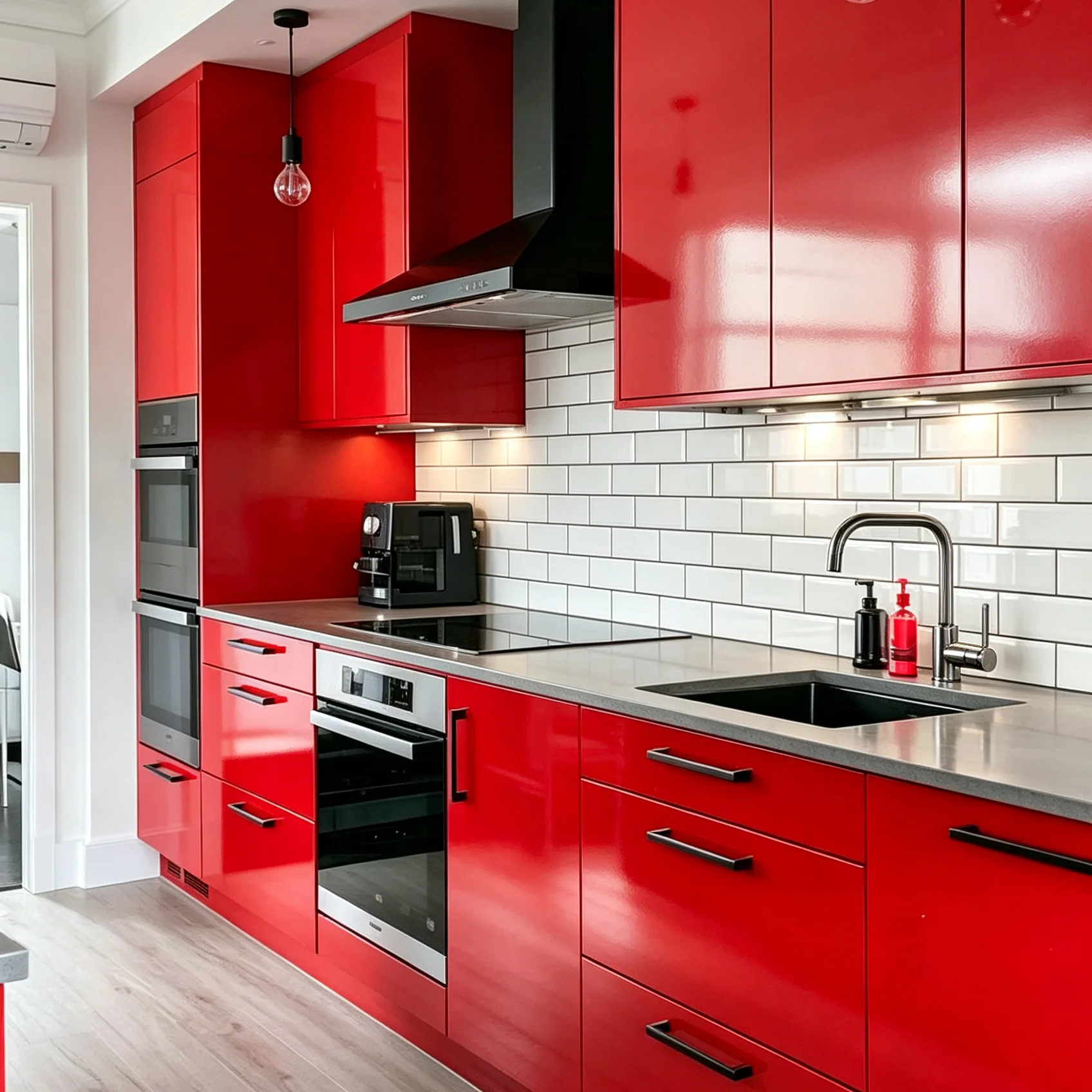 Modern Lacquer Kitchen Cabinets for Sale Modern 2026 Fiber Prefabricated Complete Set  Gray Glossy  Kitchen Cabinet