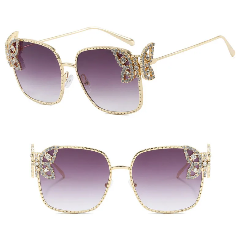 DL Glasses Vintage Oversized Rhinestone Butterfly Decoration  display picture 1