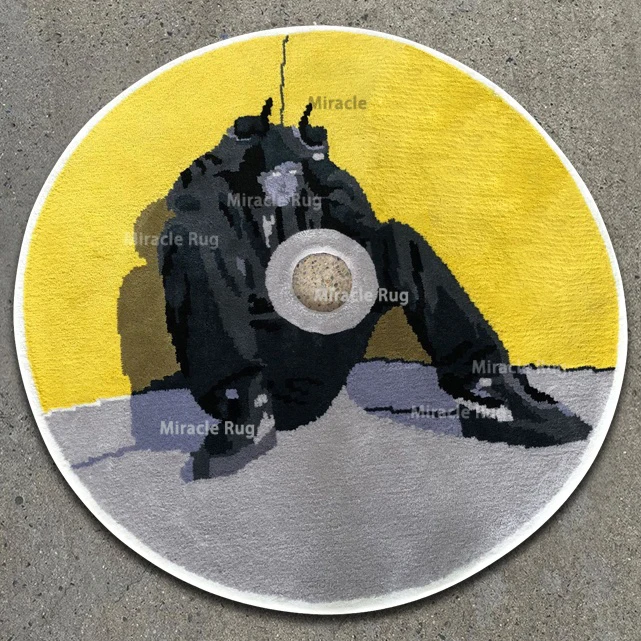 Custom Designer CD Shaped Carpet Round Area Rug Hand Tufting Designs 3D Music Bedside Customized CD Disc Carpet Logo Rug Carpets