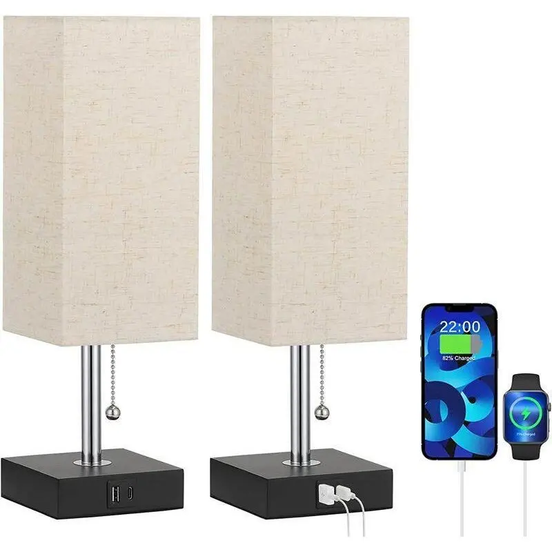 Modern Simple square Cloth Table Lamp Rechargeable Table Lamp Suitable for Bedroom Bed Living Room Hotel