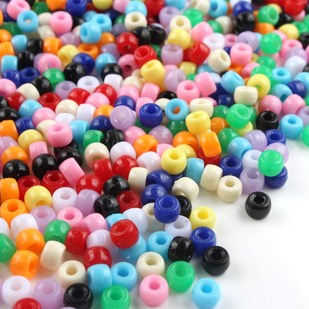Wholesale DIY-friendly Mix Color Large Hole Acrylic & Plastic Pony Beads Colored Beads for Creative Projects