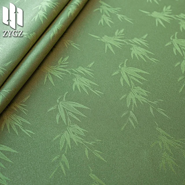 Woven bamboo leaf satin jacquard fabric Chinese style silk silk clothing lining dress cheongsam fabric wholesale