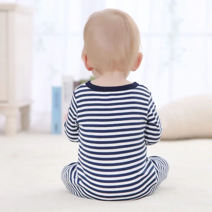 Оптовая продажа, зимние детские пижамы в полоску с длинным рукавом