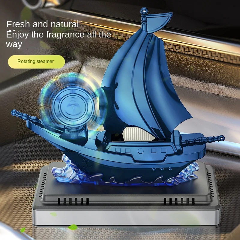 Luxury Solid Pirate Ship Car Aromatherapy Solar Ornament Smooth Sailing Interior Central Control Liquid Perfume Dashboard
