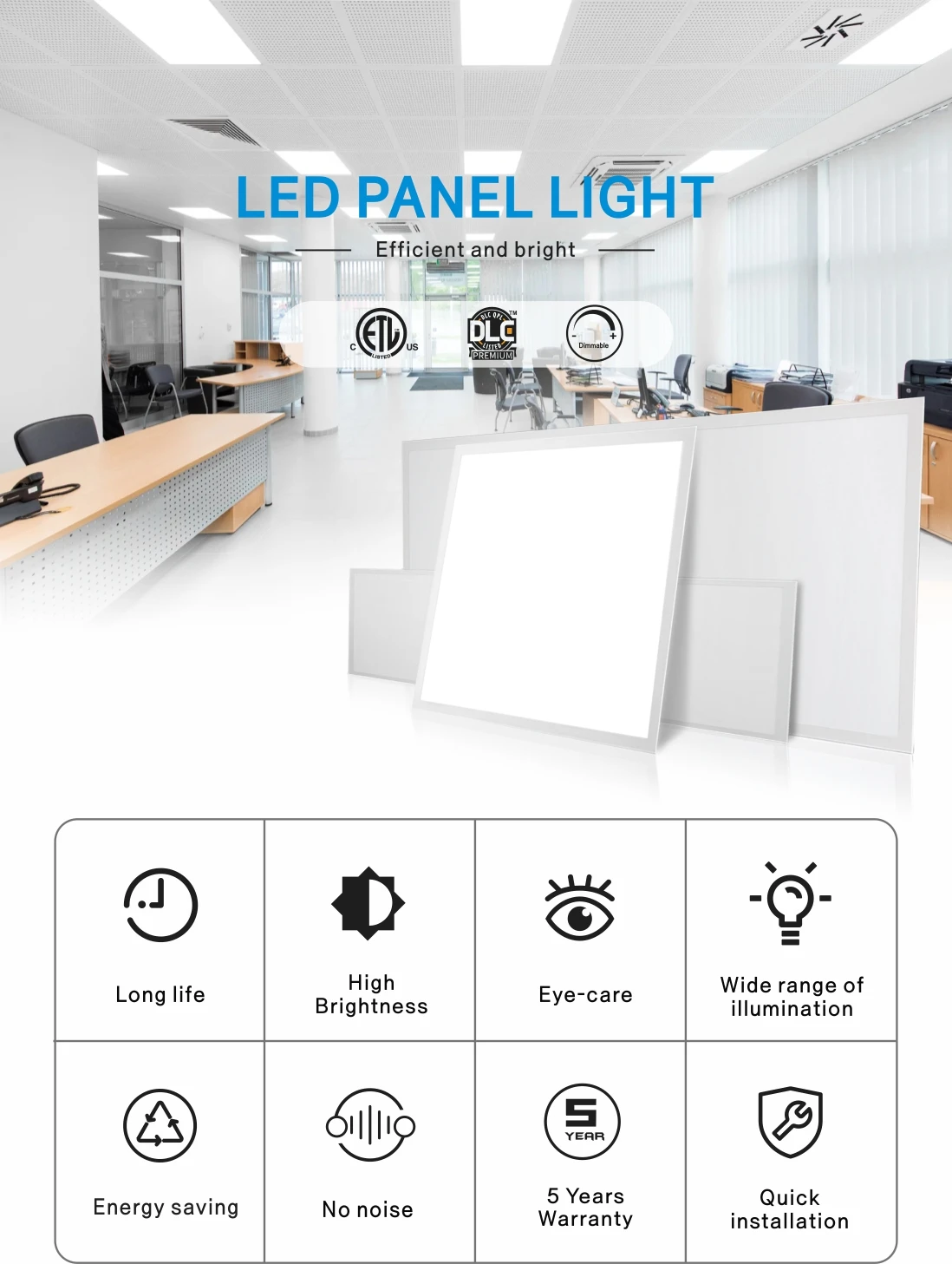 2x4 Ft Led Flat Panel Light 50w 5000lm 5000k Daylight Recessed Fixture