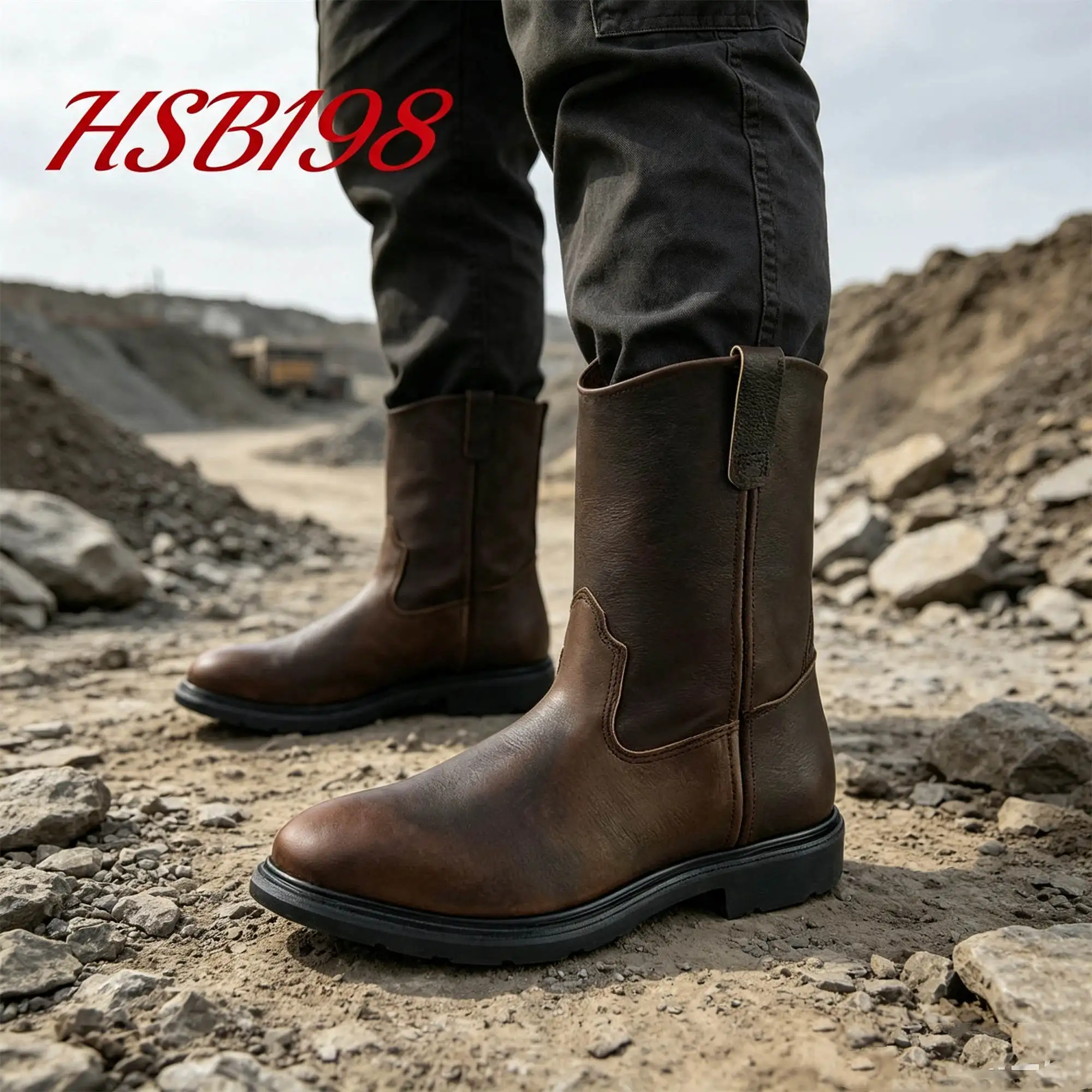 ZYF,PNG Popular Top End Crazy Horse Leather Mining Work Boots Mine Site Hua Singh Safety Footwear with Steel Toe&plate HSB198