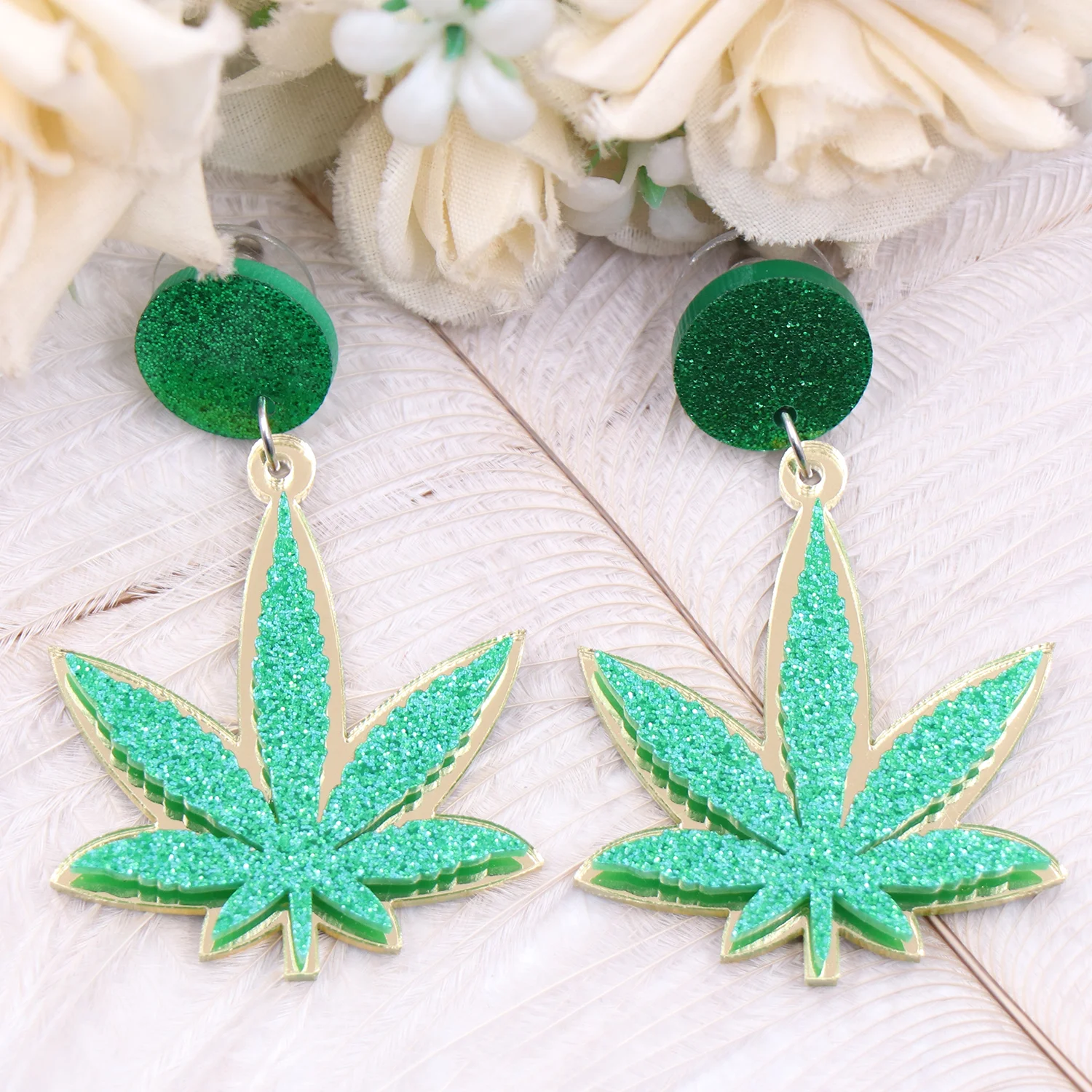 ERS348ER1692 1pair Top fashion CN Drop maple leaves TRENDY Acrylic earrings Jewelry for women factory