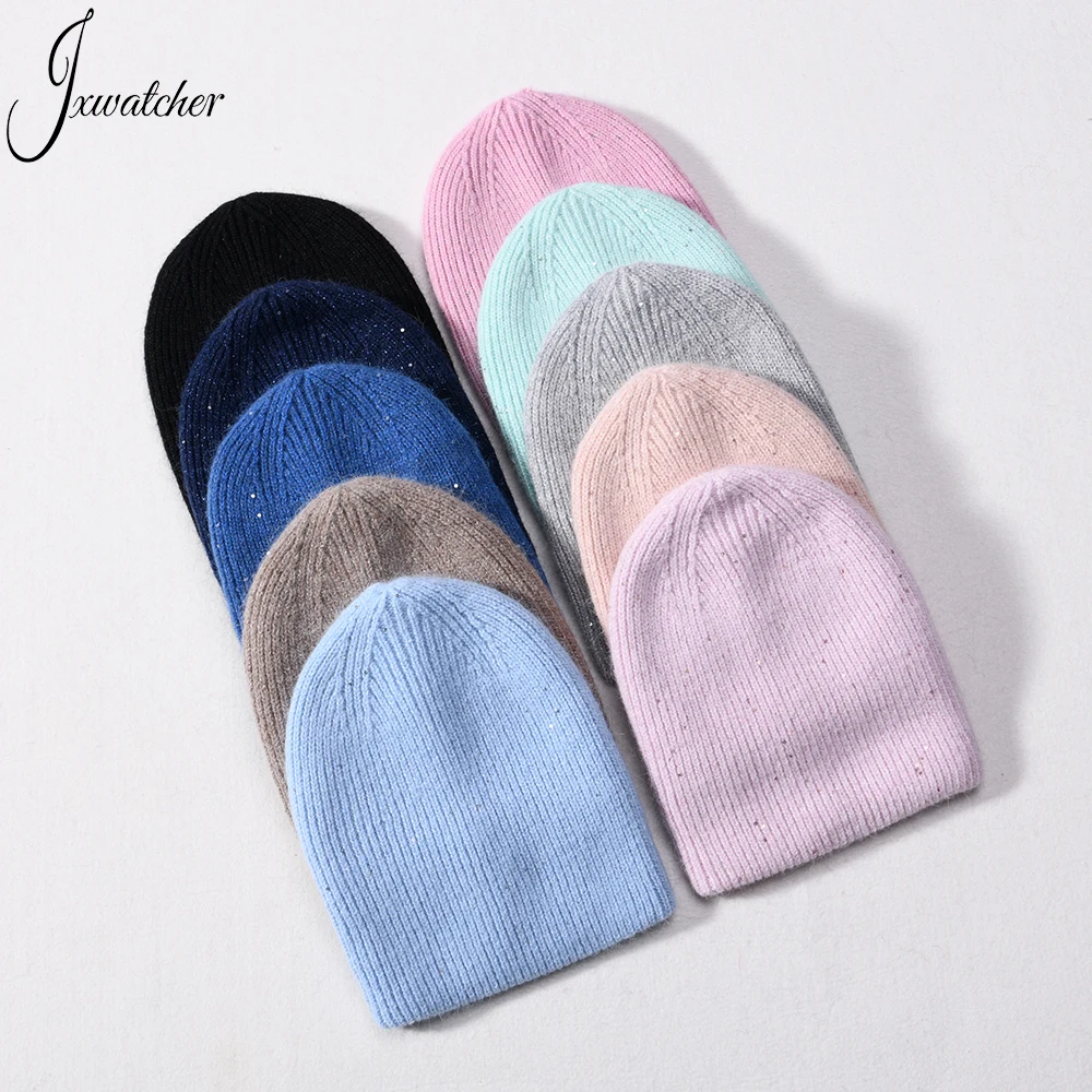 Оптовая продажа, двухслойная зимняя шапка с логотипом на заказ, мягкая эластичная Женская Толстая теплая блестящая женская Пушистая Шапка из ангоры