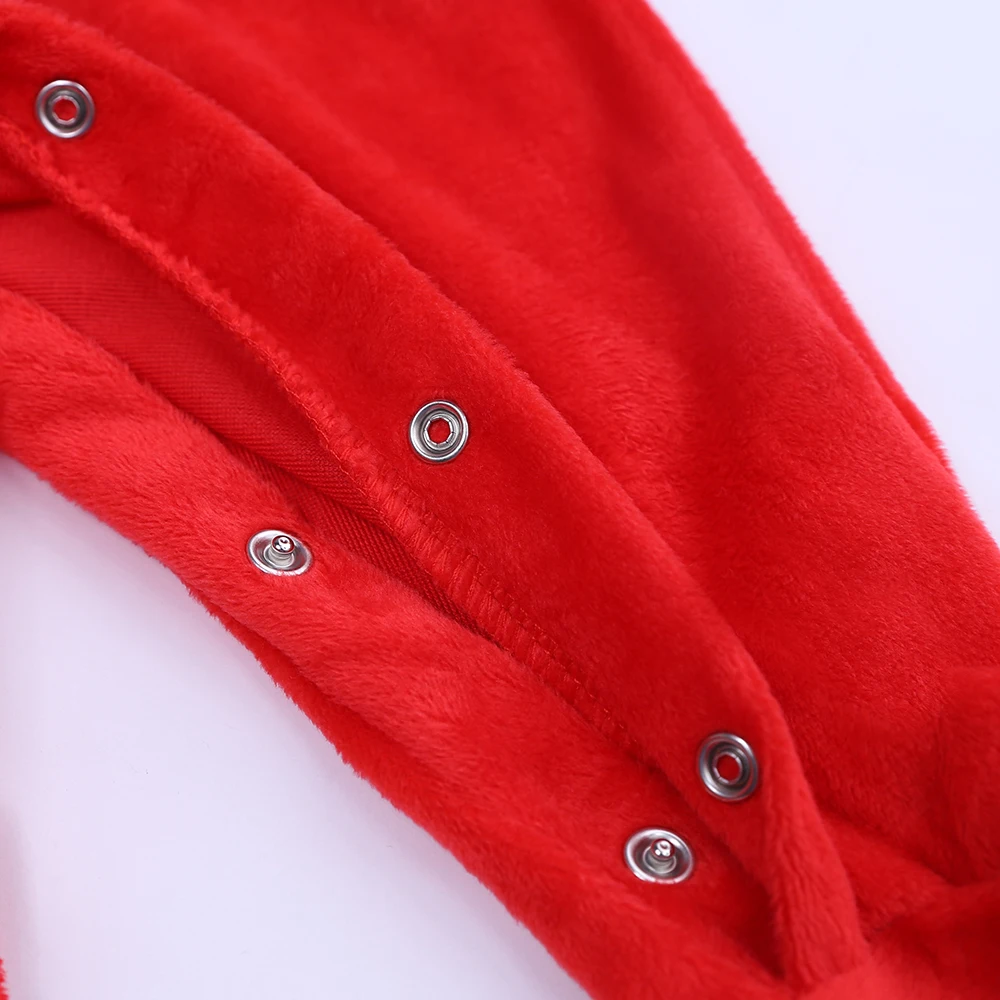 Теплая зимняя одежда красного цвета с длинными рукавами для новорожденных; Рождественские комбинезоны для малышей