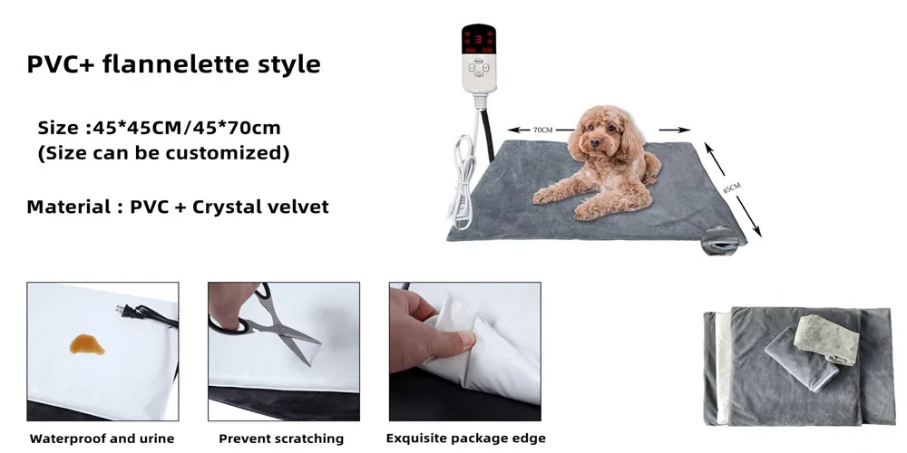 Indoor Waterproof Animal Heated Bed Mat Pet Electric Heating Pad Opp