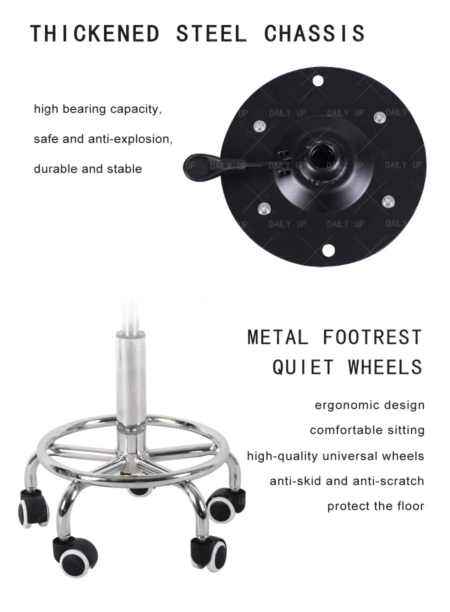 Swivel Adjustable Lab Stool With Footrest Frosted Thickened Seat Hospital Stool With Wheels For School Laboratory Workshop