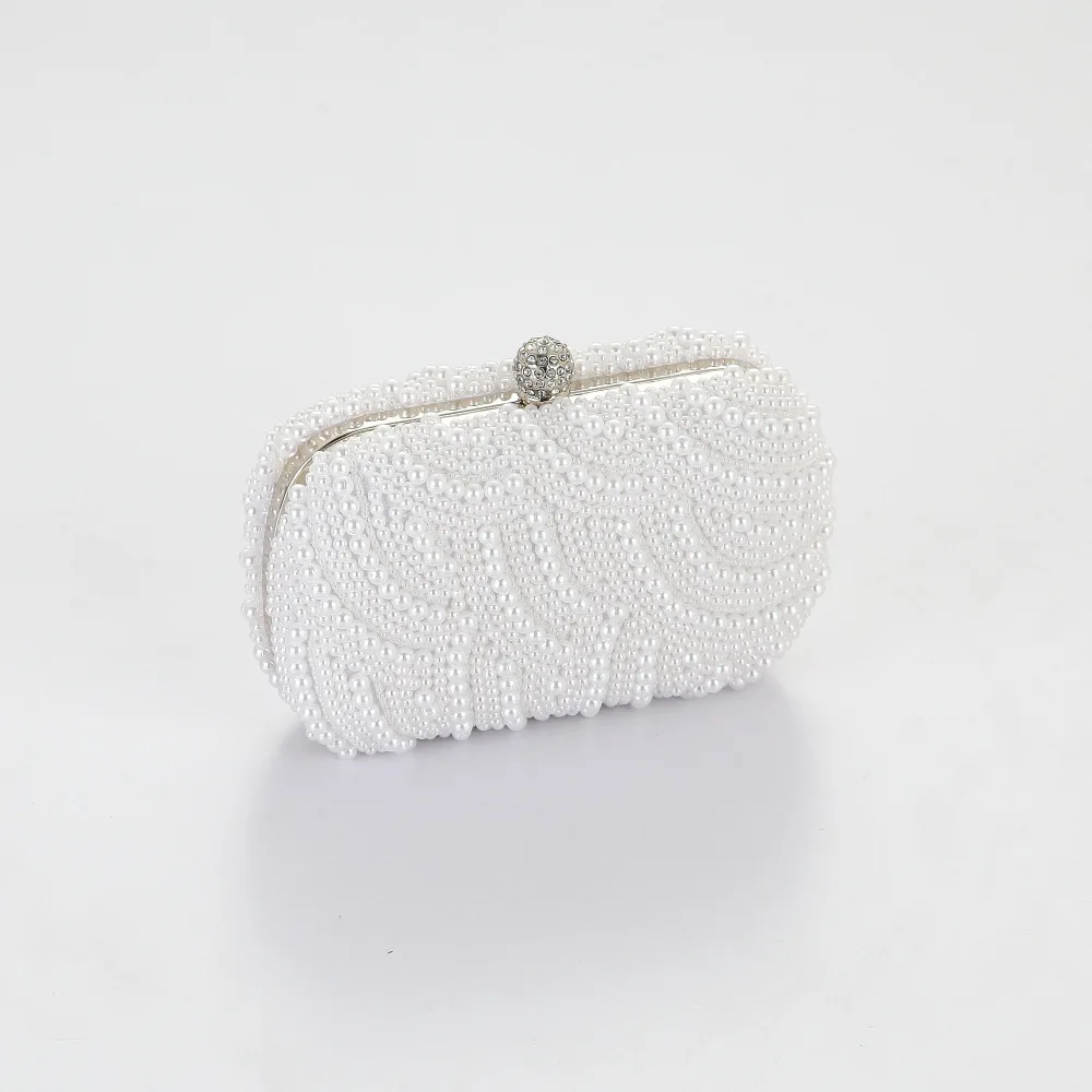 Wholesale Fashion small handmade party white white black beaded purse pearl  clutch bag From m.